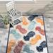 Blue/Brown 96 x 63 x 0.15 in Indoor/Outdoor Area Rug - Beachcrest Home™ Medfield Machine Made Power Loom Indoor/Outdoor Area Rug in Blue/Orange/Yellow/Teal | Wayfair