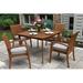 Birch Lane™ Fleur Person 42" Long Outdoor Dining Set w/ Cushions Wood in Brown/Gray/White | Wayfair AFE92023E61B45EBA05F25979C3921EB