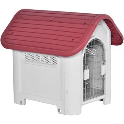 PawHut Hundehütte Outdoor Hundehaus mit Dachluke Tor Unterschlupf für kleine Hunde Kleintierstall