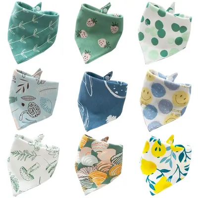 Bavoirs pour nouveau-né Triangle Double coton Bandana pour bébé garçons et filles