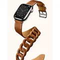 Gourmette Double Tour pour Apple Watch Band Bracelet en cuir véritable iWatch Series 7 6 5 3