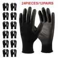 24 pièces/12 paires gants de travail de sécurité tricotés Construction sécurité jardin gants de