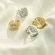 HECHENG-Bagues ouvertes en zircone cubique pour femme matiques ouvertes coeur et yeux ronds bijoux