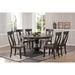 45"x45"x63" Antiqued Grey Stone Black Stone Panel Back 7-Piece Bella Dining Set