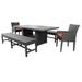 Belle Rectangular Outdoor Patio Dining Table with 2 Chairs w/ Arms and 2 Benches