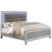 Contemporary Button Tufted Eastern King Bed with Ornate Bun Feet,Silver