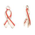 Enamel Drop Red Awkwardness Ribbon Silver Plated 11.7x3mm 4pcs/pack (2-pack Value Bundle) SAVE $1