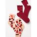 Anthropologie Accessories | Anthropologie Heart Crew Sock Set | Color: Cream/Red | Size: Os