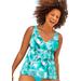 Plus Size Women's V-Neck Flowy Tankini Top by Swimsuits For All in Tropical Palm (Size 28)