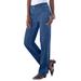 Plus Size Women's Complete Cotton Seamed Jean by Roaman's in Medium Wash (Size 42 W) 100% Cotton Elastic Waist Denim