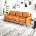 George Oliver Mid Century Modern Manny Tan Sofa Genuine Leather in Brown | 33 H x 81 W x 37 D in | Wayfair C32A2C6F3A0144ECAA6C458CC24355E0