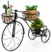 Tricycle Plant Stand Flower Pot Cart Holder with 3 Decorative Wheels