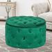 Adeco Round Velvet Storage Ottoman, Button Tufted Footrest Footstool