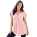 Plus Size Women's Flutter-Sleeve Sweetheart Ultimate Tee by Roaman's in Soft Blush (Size 38/40) Long T-Shirt Top