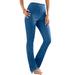 Plus Size Women's Straight-Leg Comfort Stretch Jean by Denim 24/7 in Light Stonewash Sanded (Size 40 WP)