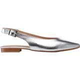 Extra Wide Width Women's Slingback Flats by ellos in Silver Metallic (Size 12 WW)