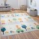 Paco Home Play Mat Crawl Mat Baby Kids Mat Foldable Washable Reversible Animal Motif, Size:150x200 cm, Colour:Multicolored