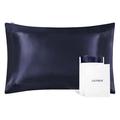 LilySilk Oxford Silk Standard Pillowcase 19 Momme Charmeuse Pure Mulberry Silk Pillow Case Cover Fabric Double-side (Navy Blue, Standard 50x75+5cm)