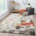 Gray/Orange 72 x 0.67 in Indoor Area Rug - George Oliver Cearley Geometric Handmade Tufted Wool Area Rug in Gray/Beige/Orange Viscose/Wool | Wayfair