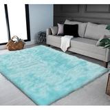 Blue 120 x 96 x 2.5 in Area Rug - Everly Quinn Jeremial Handmade Shag Faux Sheepskin Pale Area Rug Sheepskin/Faux Fur | Wayfair