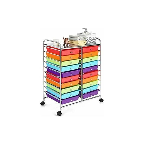 Goplus - Chariot de Rangement avec 20 Tiroirs,Tour de Rangement Desserte a roulettes avec 4