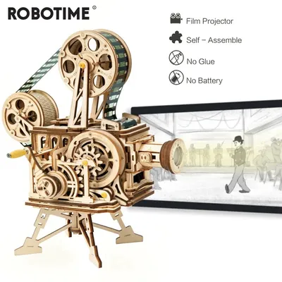 Robotime — Projecteur de cinéma en 3D à monter 183 pièces kit de construction en bois maquette du