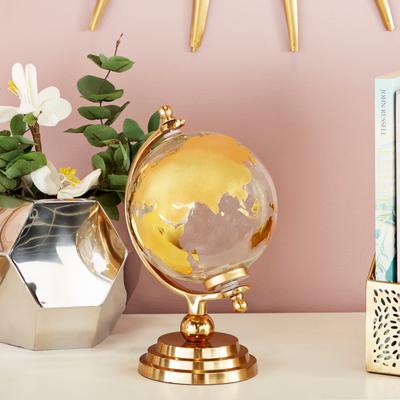 Multi Color Metal and Glass Glam Traditional World Desk Globe