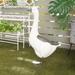 White Polystone Indoor Outdoor Duck Garden Sculpture - 8 x 15 x 25