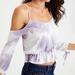 American Eagle Outfitters Tops | American Eagle Soft And Sexy Tie Dye Cold Shoulder Long Sleeve Top - Size Medium | Color: Purple | Size: M