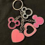 Disney Accessories | Disney Mickey Mouse And Hearts Keychain | Color: Pink/Silver | Size: Approximately 5 Inch Top To Bottom