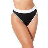 Plus Size Women's Colorblock High Leg Bikini Bottom by Swimsuits For All in Black White (Size 12)