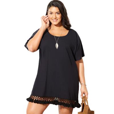 Plus Size Women's Courtney Tassel Tunic by Swimsuits For All in Black (Size 14/16)