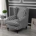 Housse de chaise à dossier haut Plaid à bras incliné élastique à ailes pour fauteuil canapé