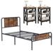 Taomika 3-pieces Bed Frame with Wood Headboard and Modern Nightstands Set