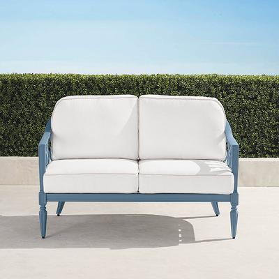 Avery Loveseat with Cushions in Moonlight Blue Aluminum - Standard, Coffee - Frontgate