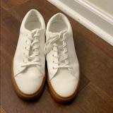 J. Crew Shoes | Jcrew White Canvas Sneaker And Gummy Rubber Sole | Color: Tan/White | Size: 11