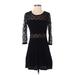 H&M Cocktail Dress - A-Line: Black Solid Dresses - Women's Size Small