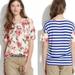 Madewell Tops | Madewell Blue Stripped & Floral Preppy Nautical Blue White Red Retro T-Shirt M | Color: Blue/Pink | Size: M