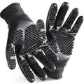 DELOMO Fellpflegehandschuhe für Hunde, Katzen und Pferde, 1 Paar Fellpflege-Handschuhe mit verbessertem Fünf-Finger-Design, Schwarz