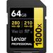 Lexar 64GB Professional 1800x UHS-II SDXC Memory Card (GOLD Series, 2-Pack) LSD1800064G-B2NNU