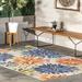 Blue/Green 72 x 0.2 in Indoor/Outdoor Area Rug - Lark Manor™ Aricia Floral Machine Washable Indoor/Outdoor Area Rug | 72 W x 0.2 D in | Wayfair