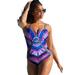 Plus Size Women's Macrame Underwire One Piece Swimsuit by Swimsuits For All in Purple Pink (Size 8)