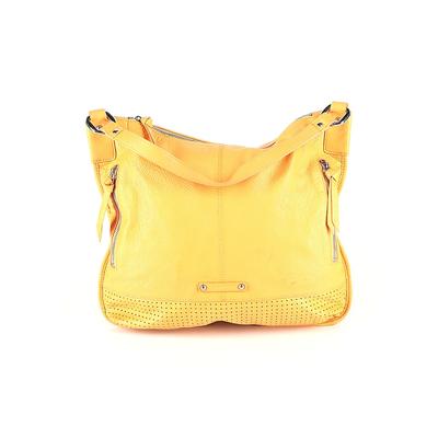 B Makowsky Leather Shoulder Bag: Orange Solid Bags