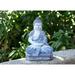 Bungalow Rose Solar Outdoor Meditating Buddha Statue Sitting Garden Decor w/ Spotlight Resin/Plastic in Blue/Gray | Wayfair