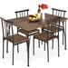 17 Stories 5-Piece Indoor Modern Metal Wood Rectangular Dining Table Furniture Set W/4 Chairs - Wood/Metal in Brown | 30 H in | Wayfair