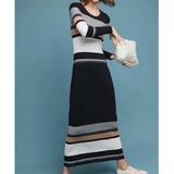 Anthropologie Dresses | Anthropologie Norwich Striped Stretch Long Maxi Dress Bailey 44 | Color: Blue/Tan | Size: Xs