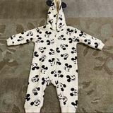 Disney One Pieces | Disney Baby Mickey Zip Up Onsie Bodysuit With Ears Hooded Onsie With Ears | Color: Silver | Size: 0-3mb