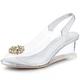Allegra K Women'sClear Slingback Wedges Rhinestone Peep Toe Heels Silver 7 UK/Label Size 9 US
