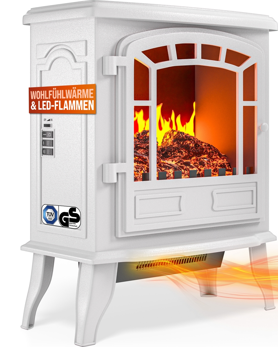 MONZANA® Elektro-Kamin mit Heizung und Kaminfeuer-Effekt 2000W weiß Image