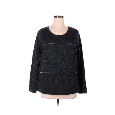 Lane Bryant Pullover Sweater: Black Color Block Tops - Women's Size 14 Plus